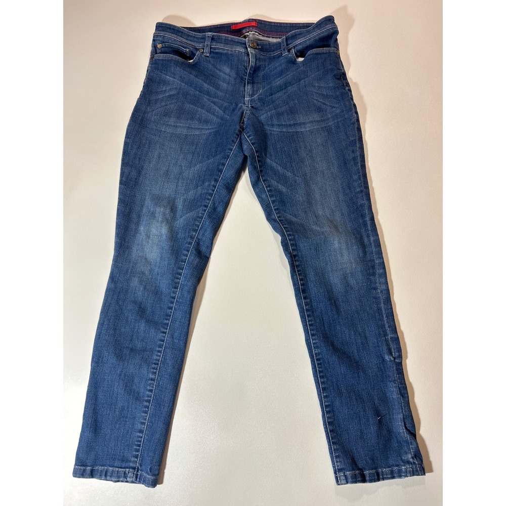 L.L.Bean Straight Leg Jeans Womens 12 Blue Excellent Stretch Denim 292739